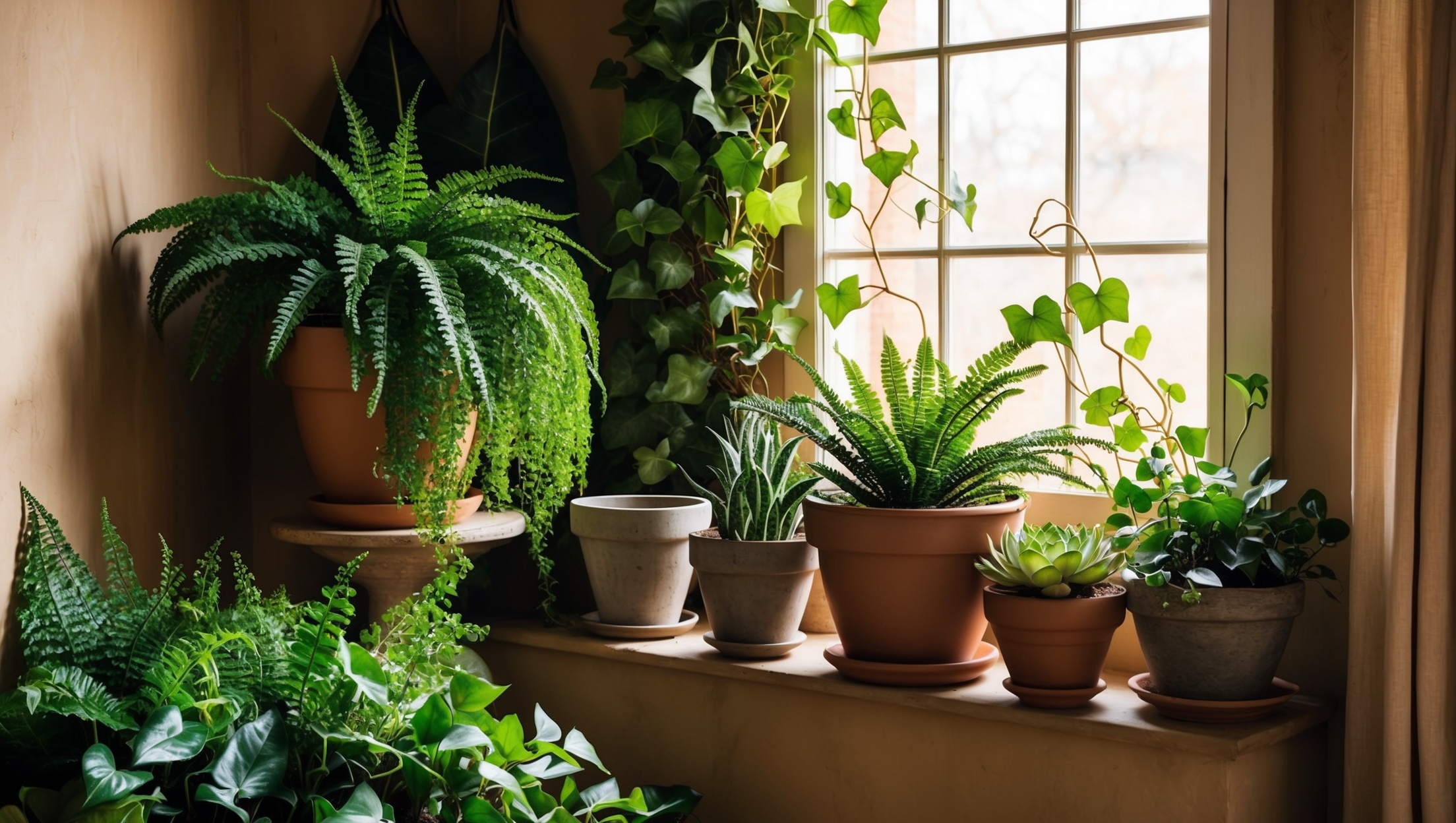 A cozy indoor garden setup