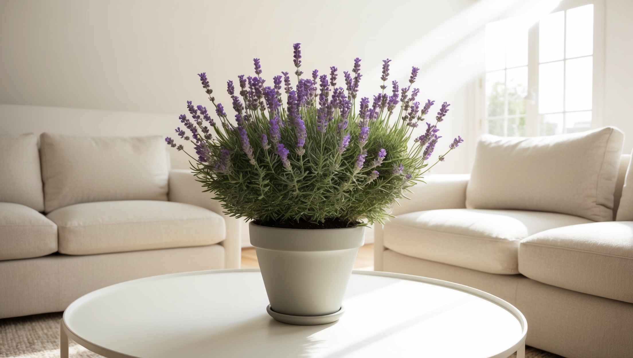 Lavender in a Bright Living Room