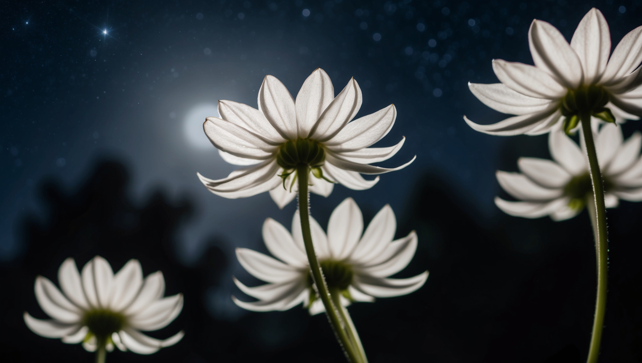 moonflower blooms under the stars