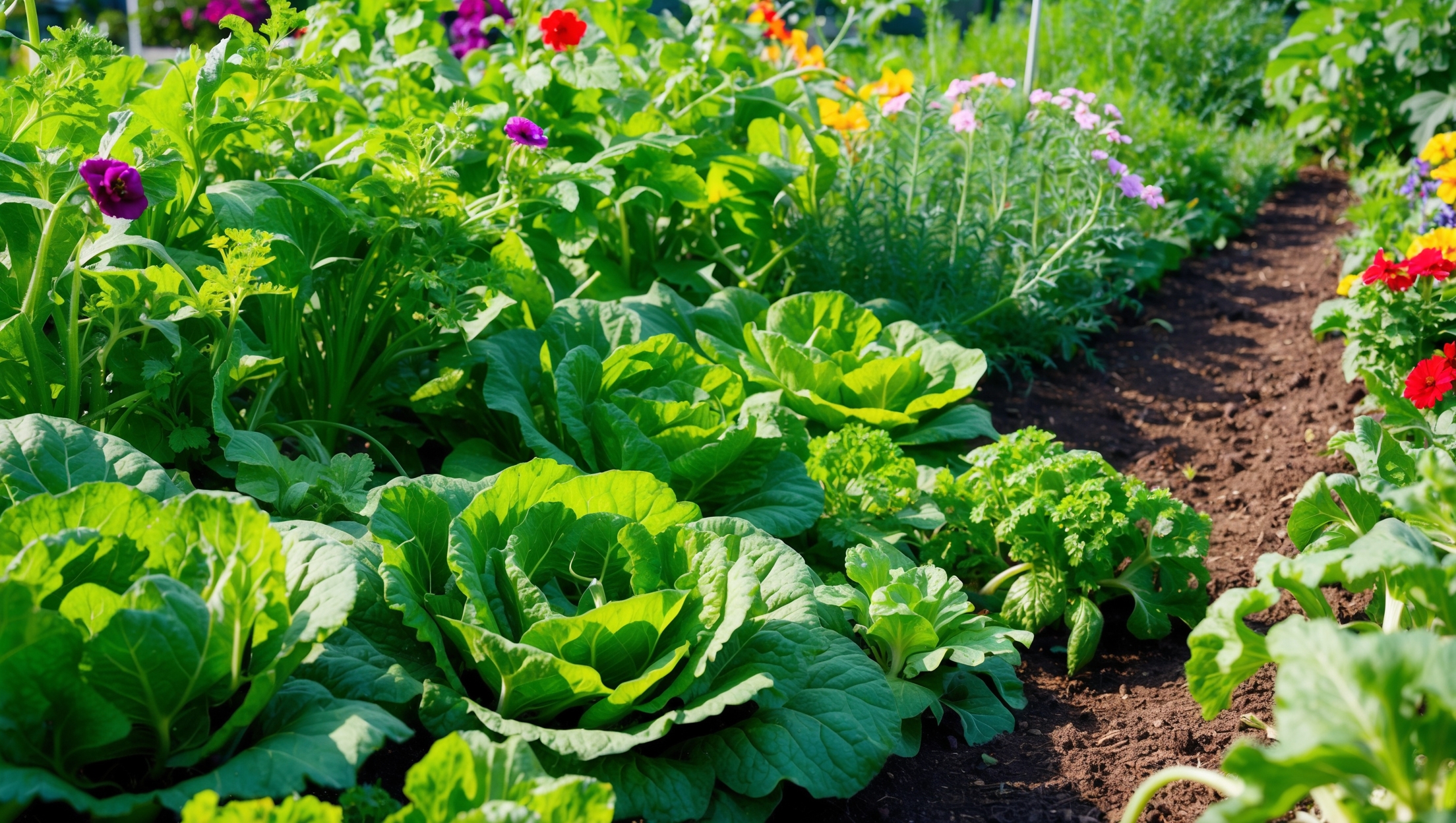 Thriving vegetable garden with lush green plants