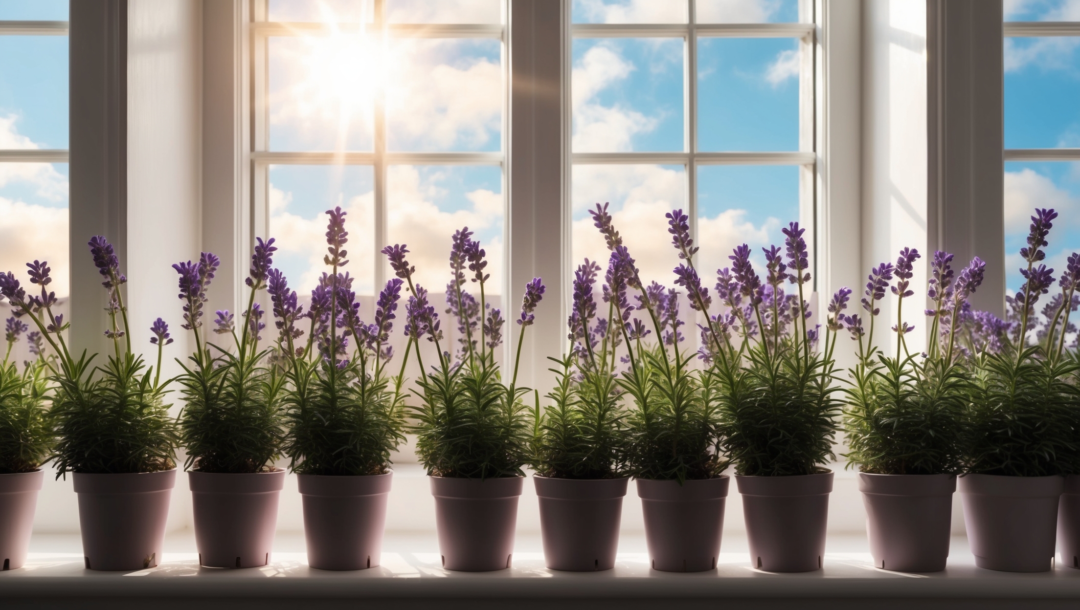 Lavender plant on a windowsill