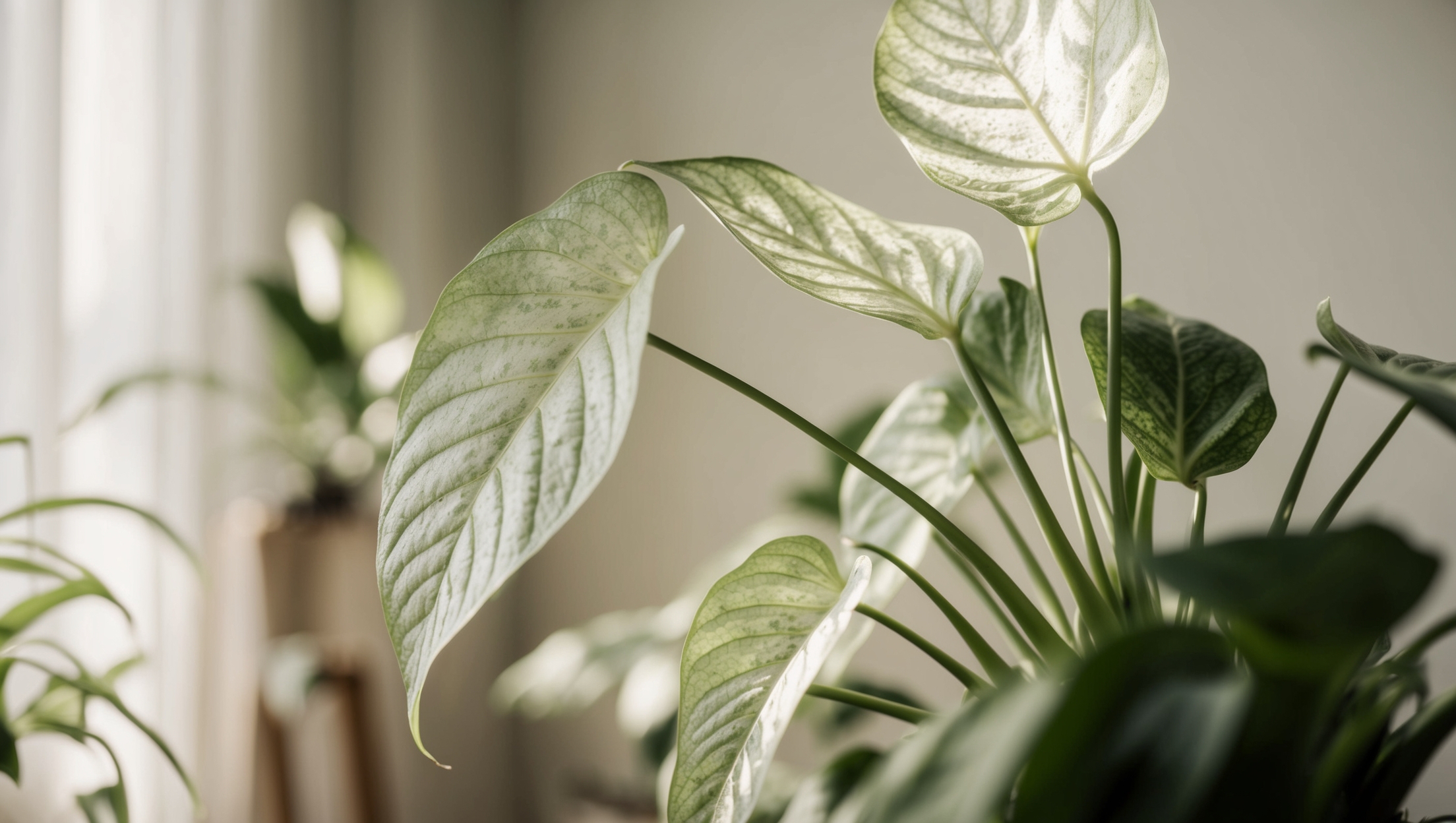 Gentle light filtering through a plant's leaves