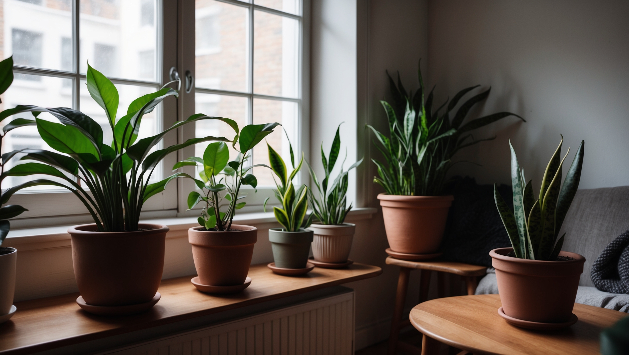 A north-facing room with low-light-loving houseplants