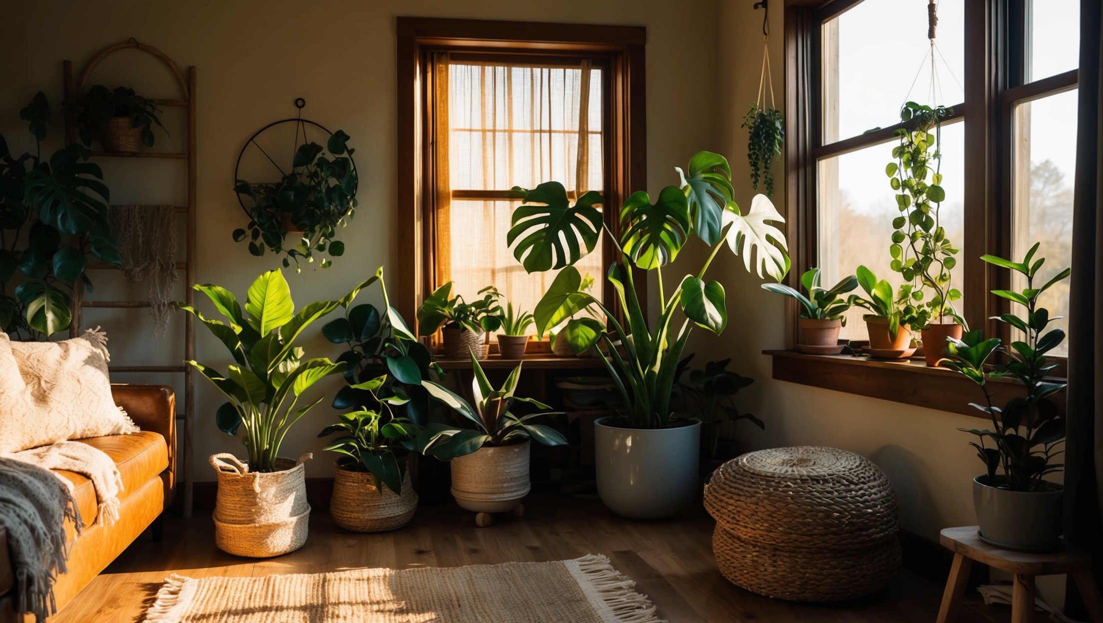 A west-facing room with afternoon sun-loving houseplants