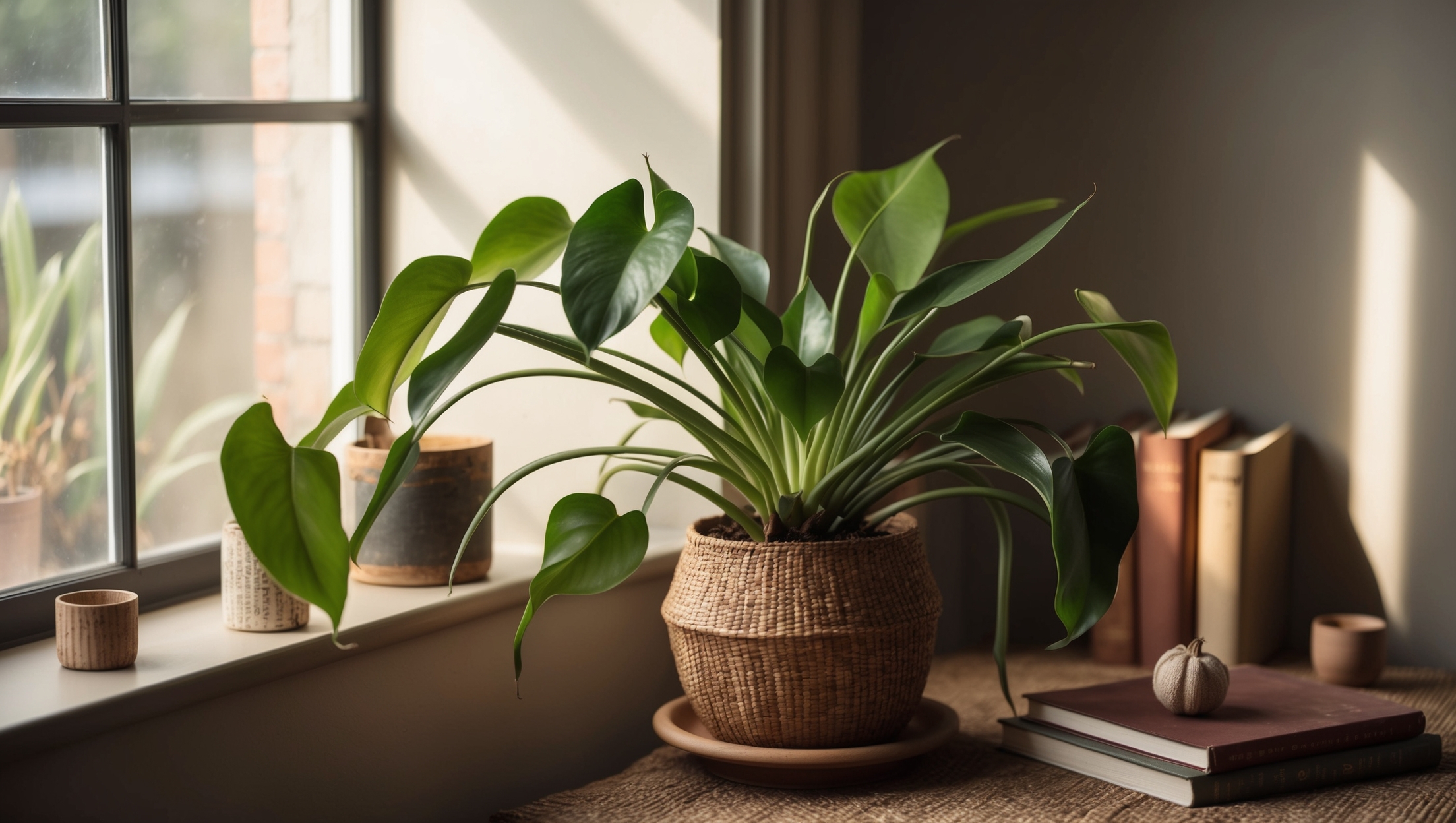 A cozy indoor space with a spider plant in indirect light