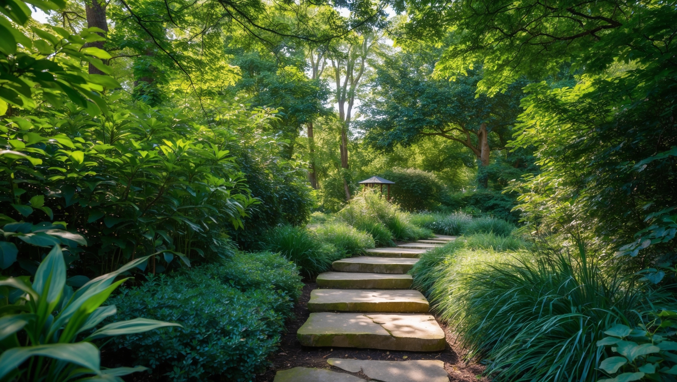 Serene forest garden path