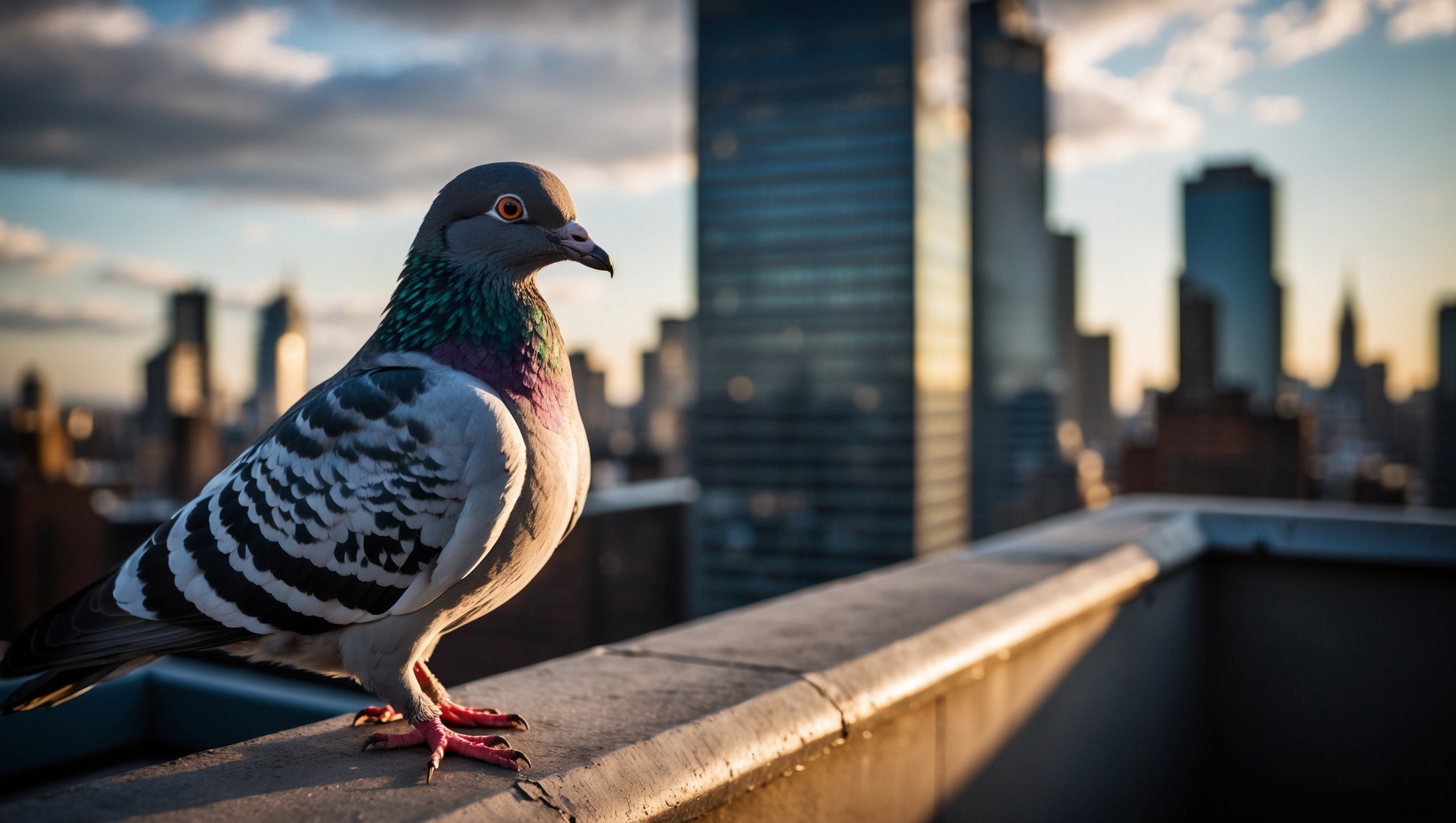Pigeon skyline view