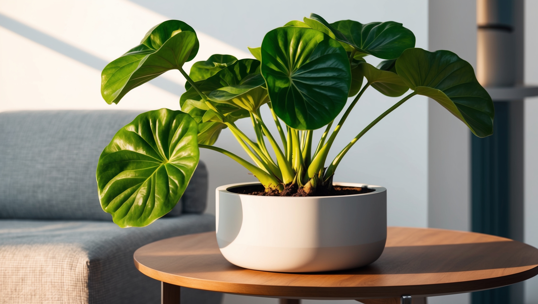 Chinese Money Plant in modern pot