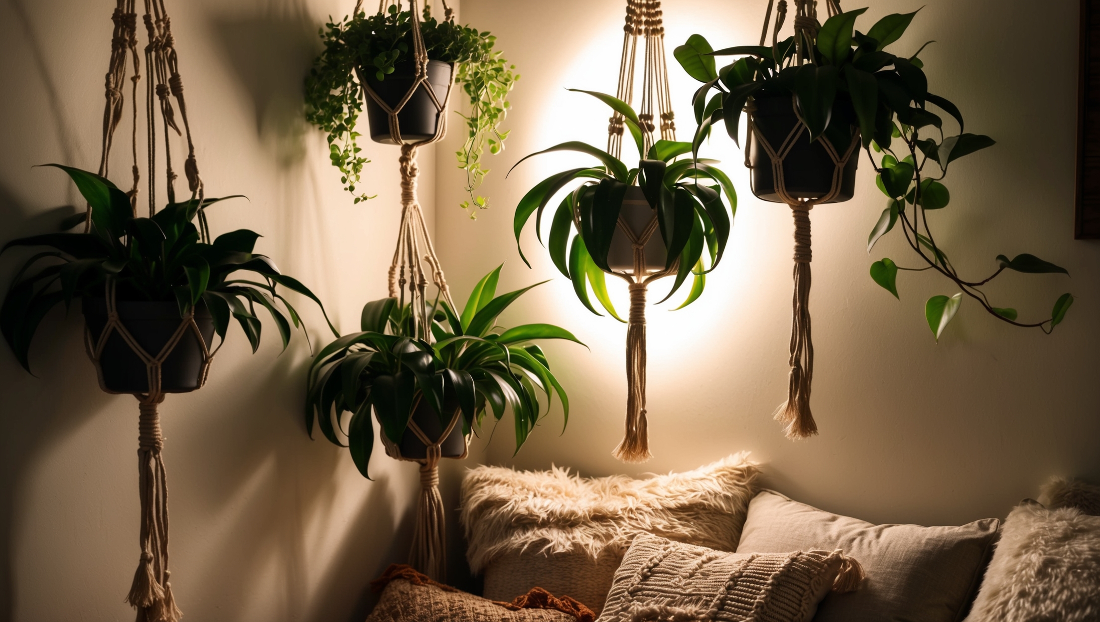 A peaceful corner adorned with lush spider plants