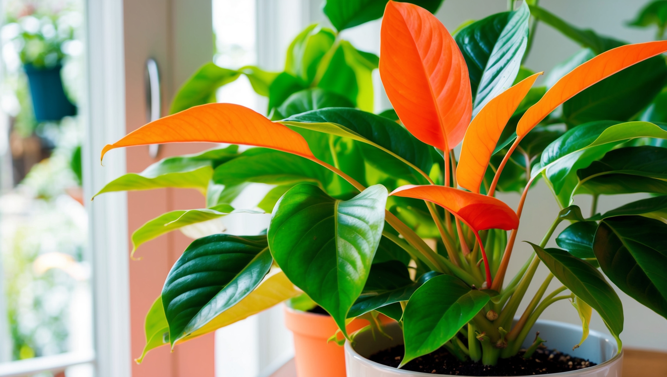 A thriving houseplant with vibrant, healthy leaves