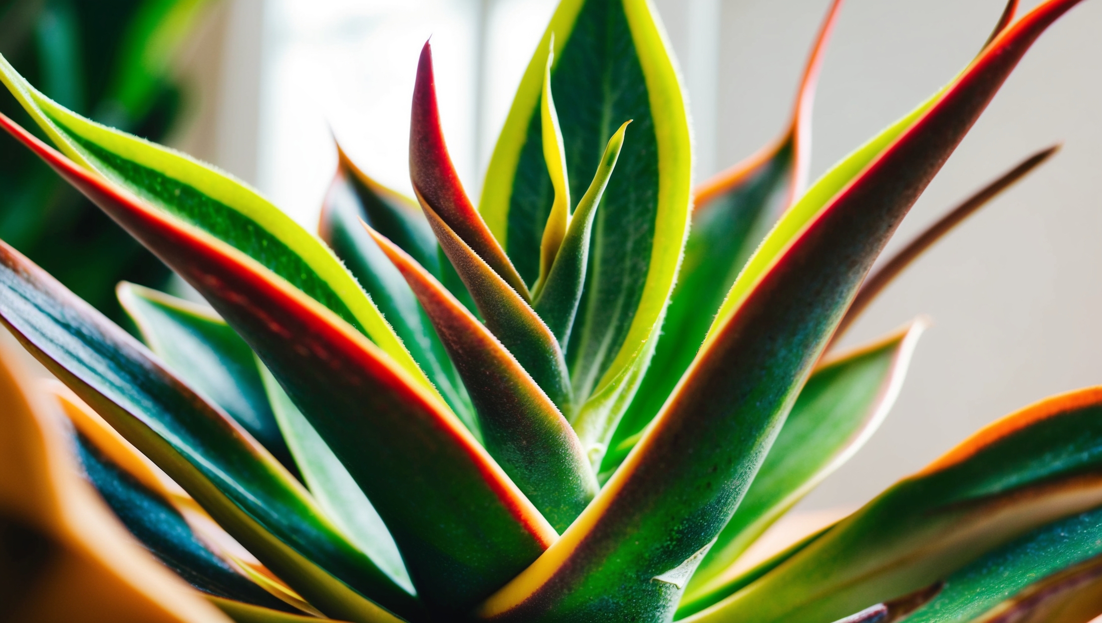 Close-up of a vibrant bromeliad plant