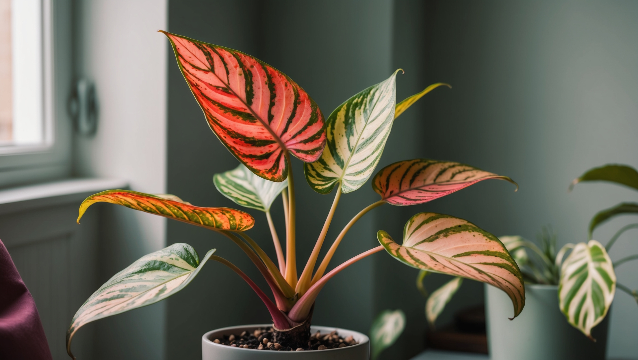 Aglaonema with variegated leaves
