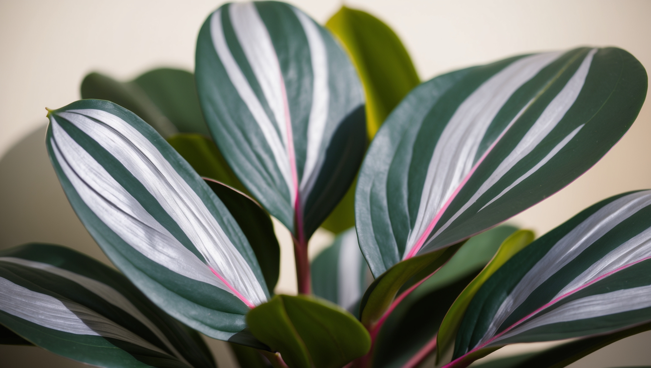 Calathea orbifolia with its round, striped leaves