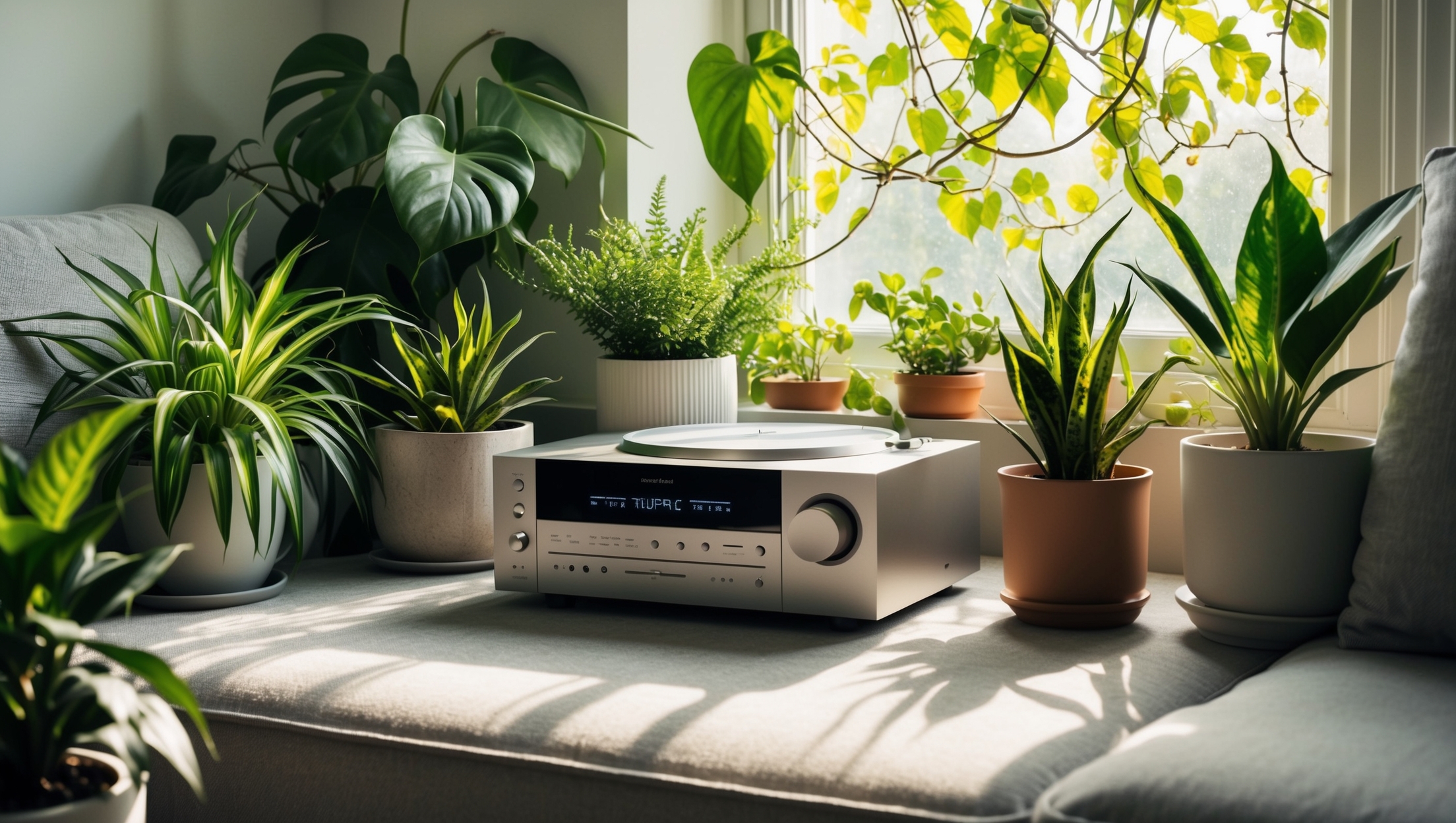 Indoor plants with a music player