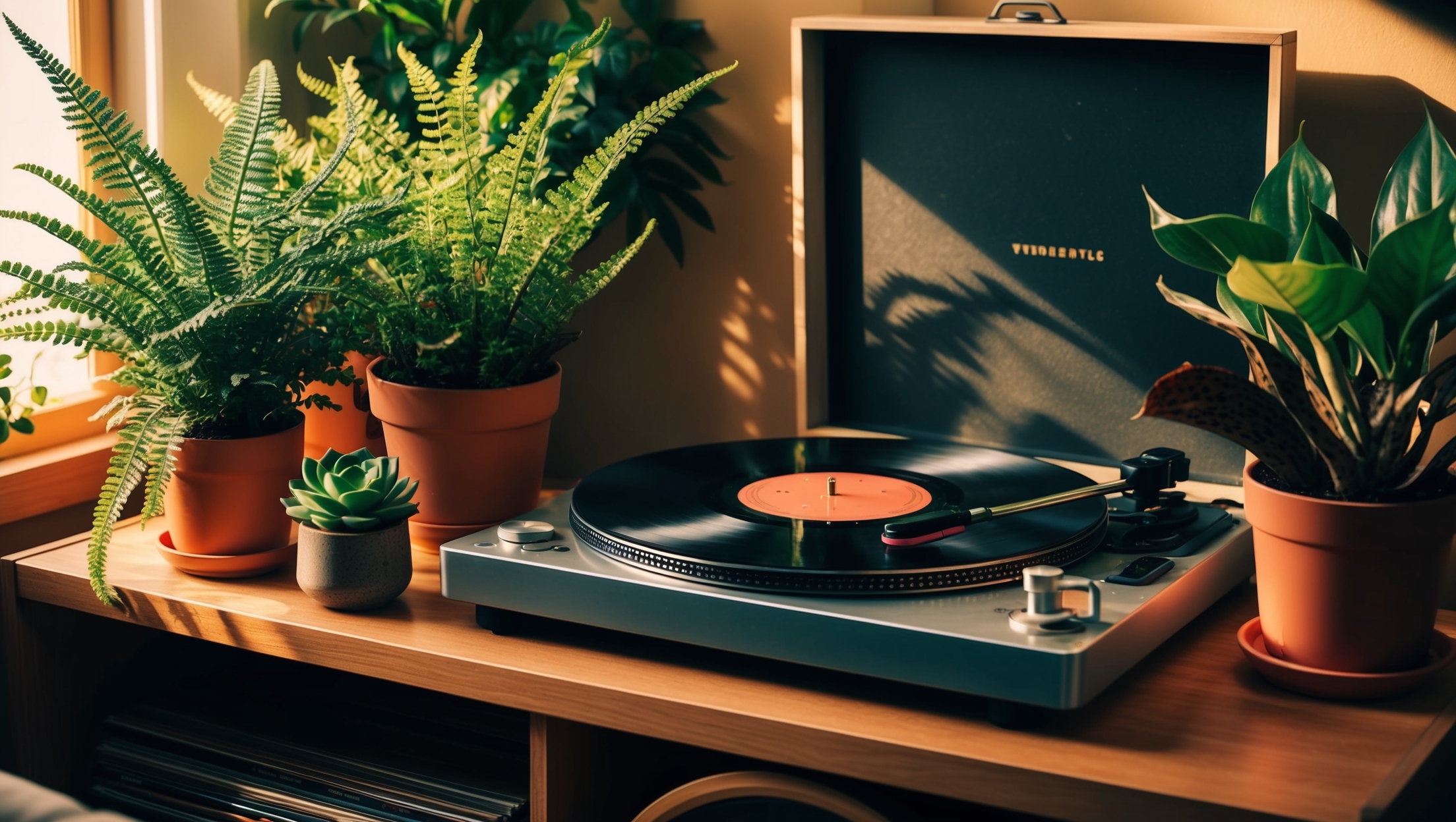 Vibrant houseplants enjoying music