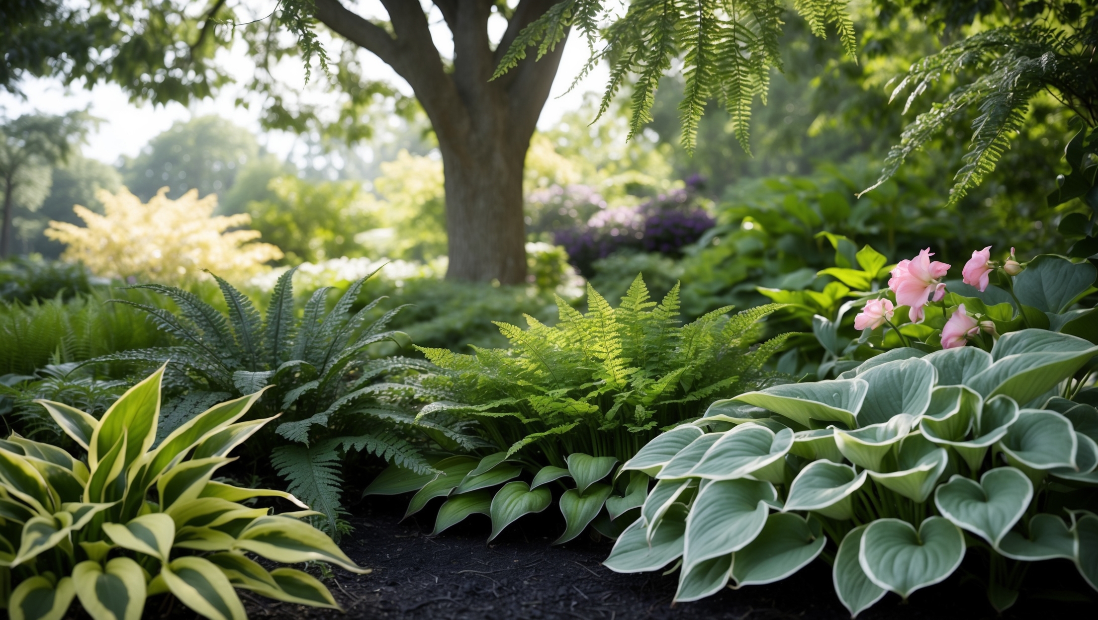 A lush, tranquil shade garden
