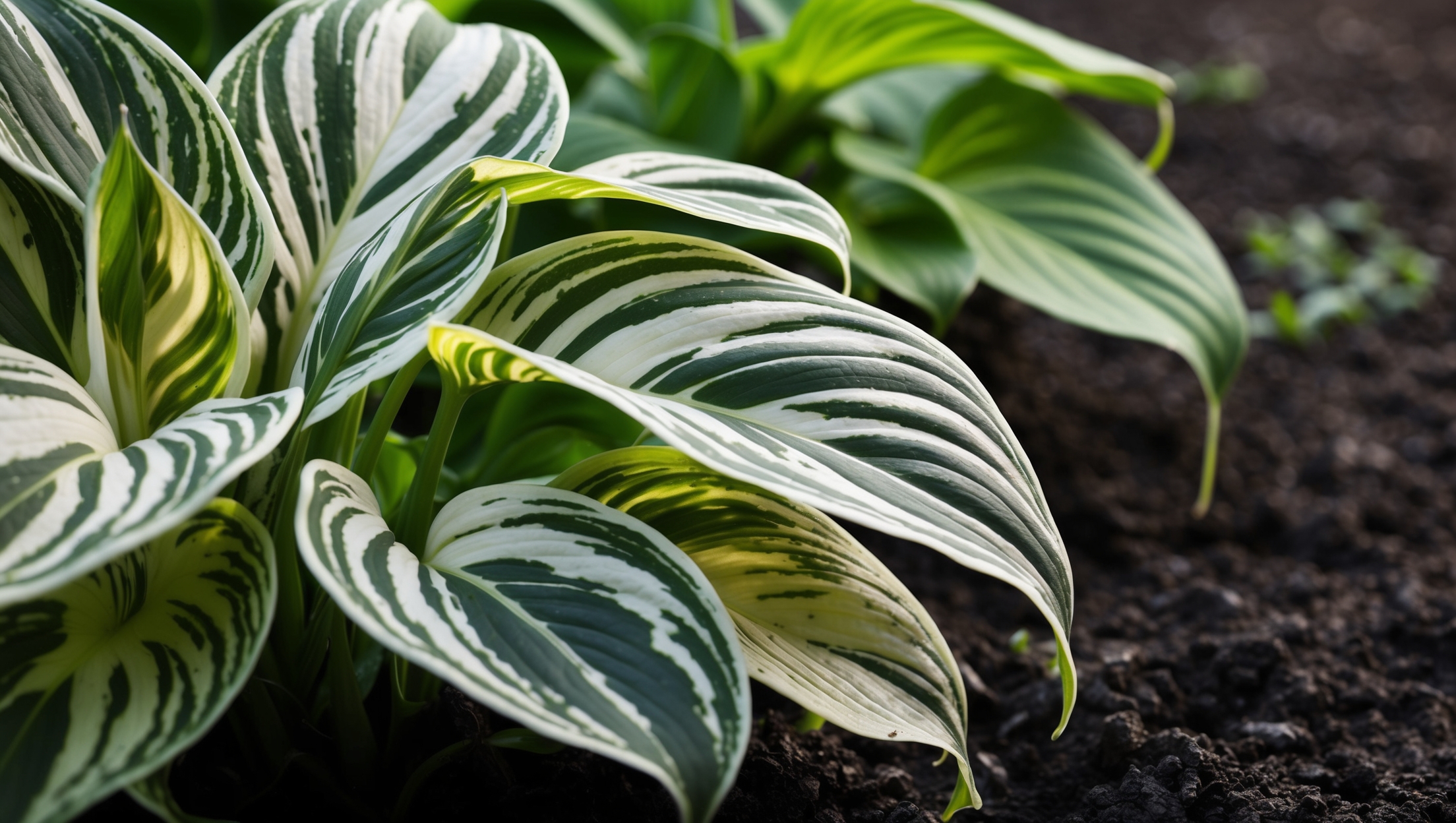 Close-up of a vibrant hosta plant