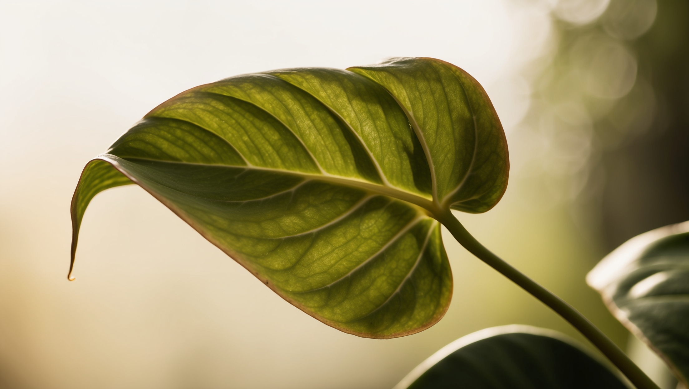 Leaves subtly bending towards the light, showing their growth