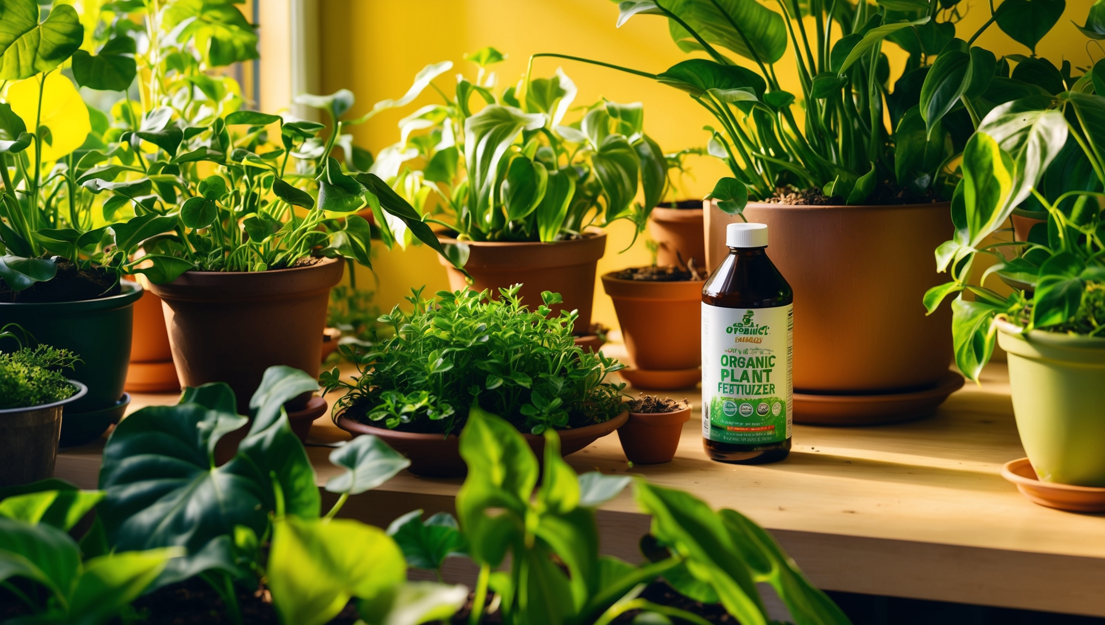 a lush indoor garden with various thriving plants