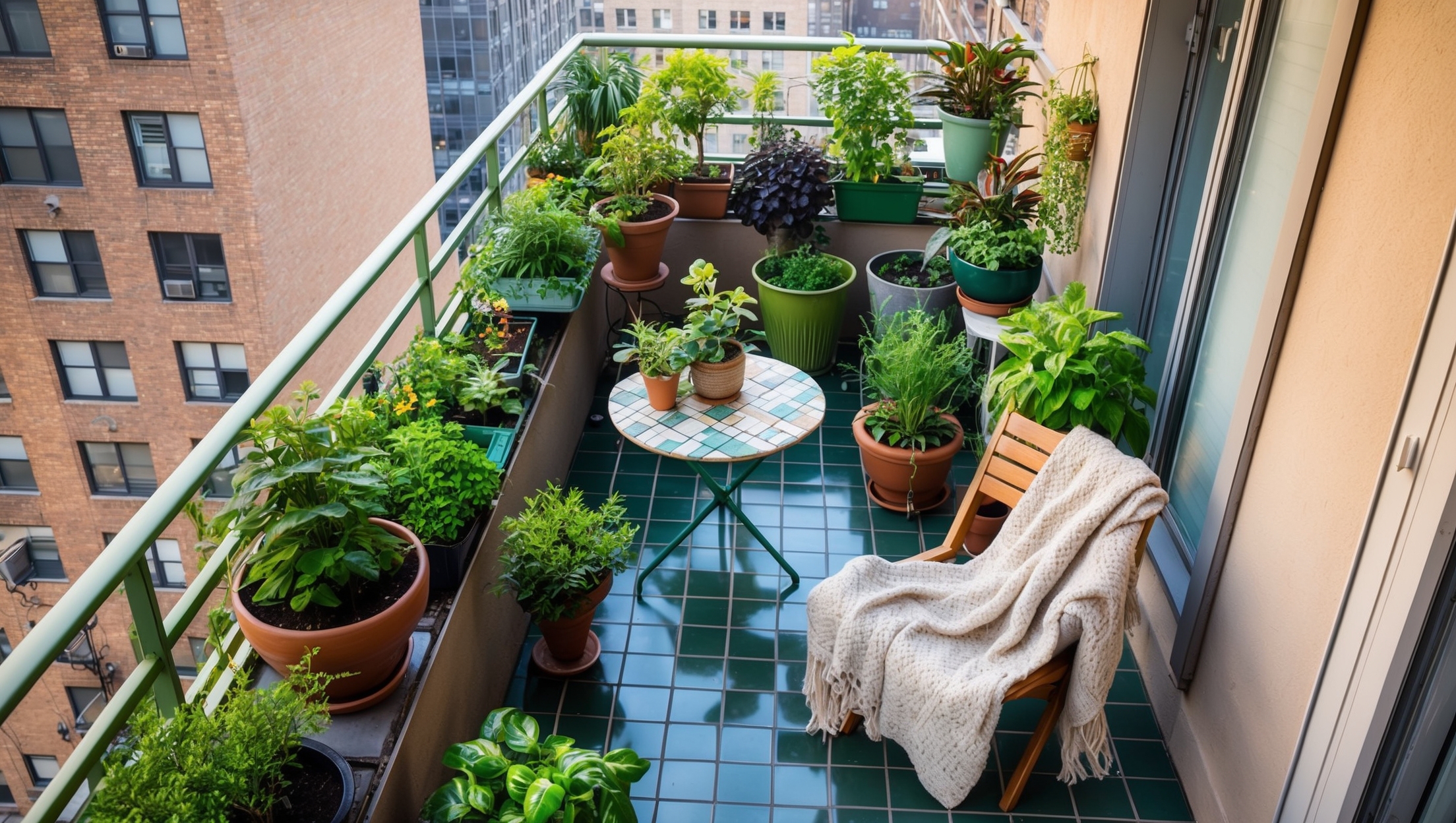 A small balcony transformed into a lush garden