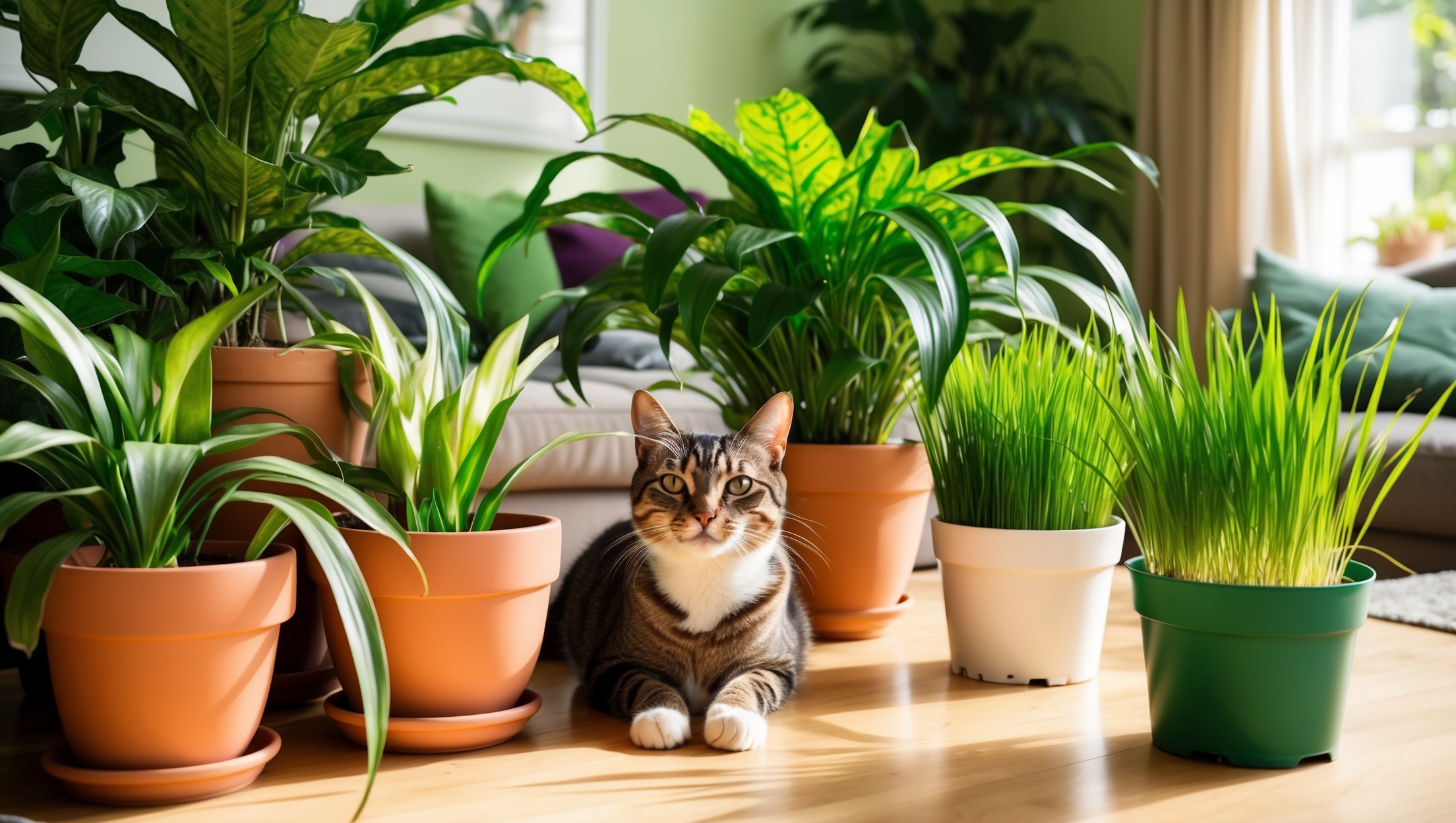 A variety of cat-friendly houseplants