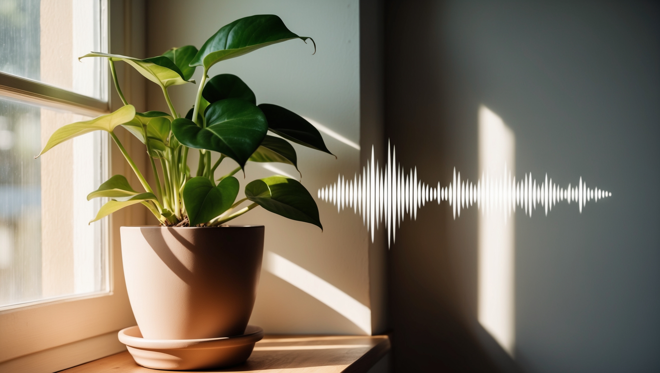 Houseplant basking to classical music